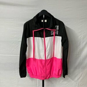 Bobbie Brooks Gray, Pink and White Full Zip Windbreaker Jacket Size S